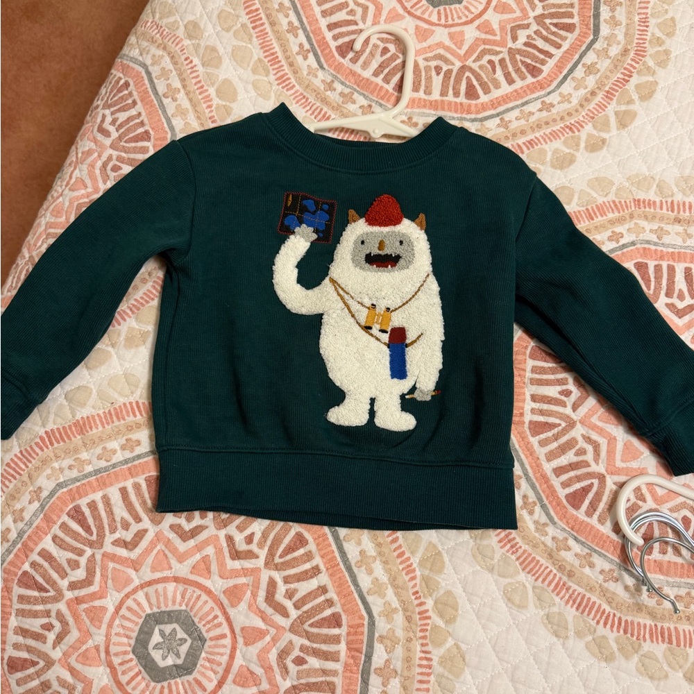 Kids Green Yeti Graphic Sweatshirt